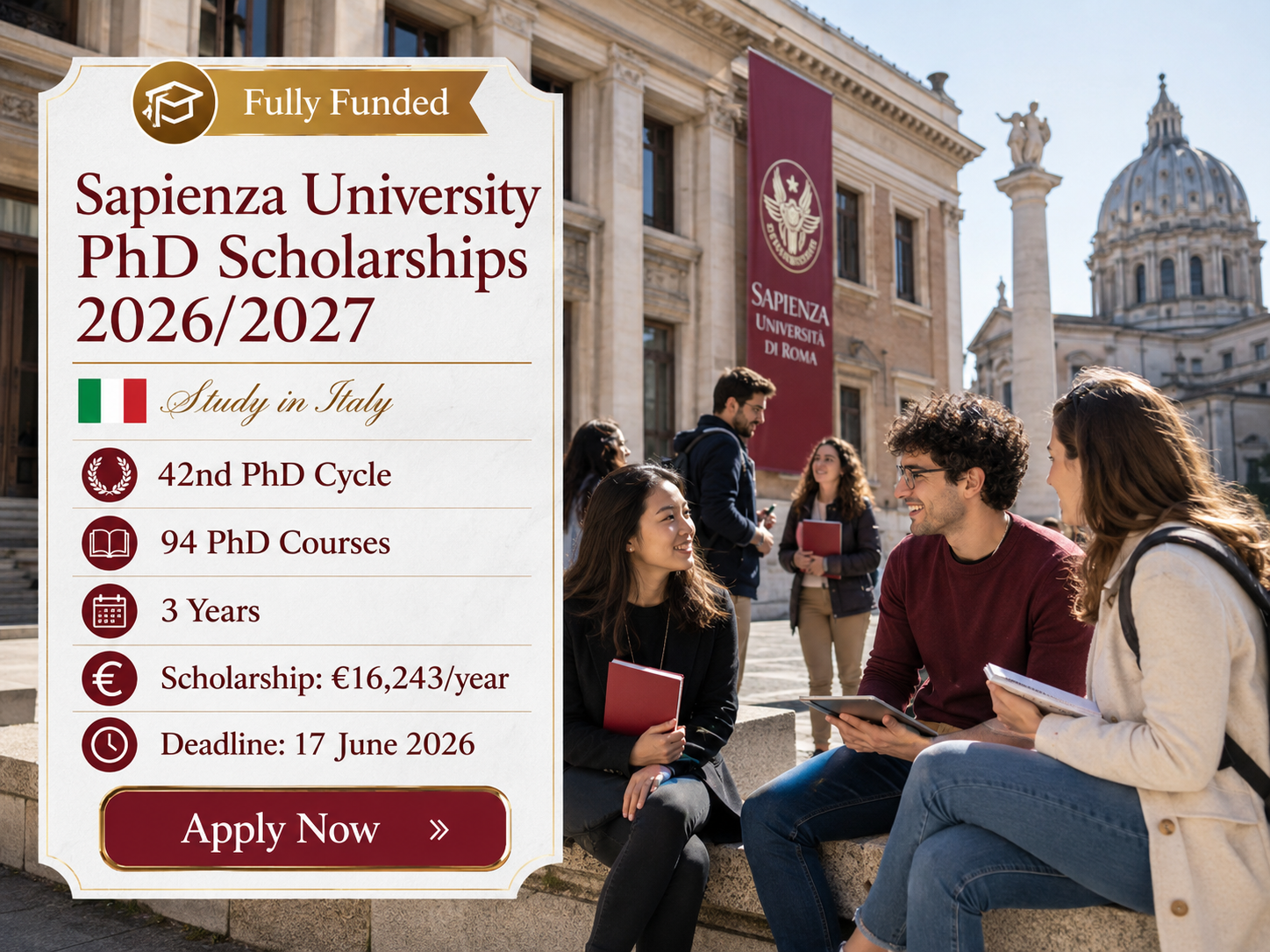Sapienza University PhD Scholarships 2026 Featured Image